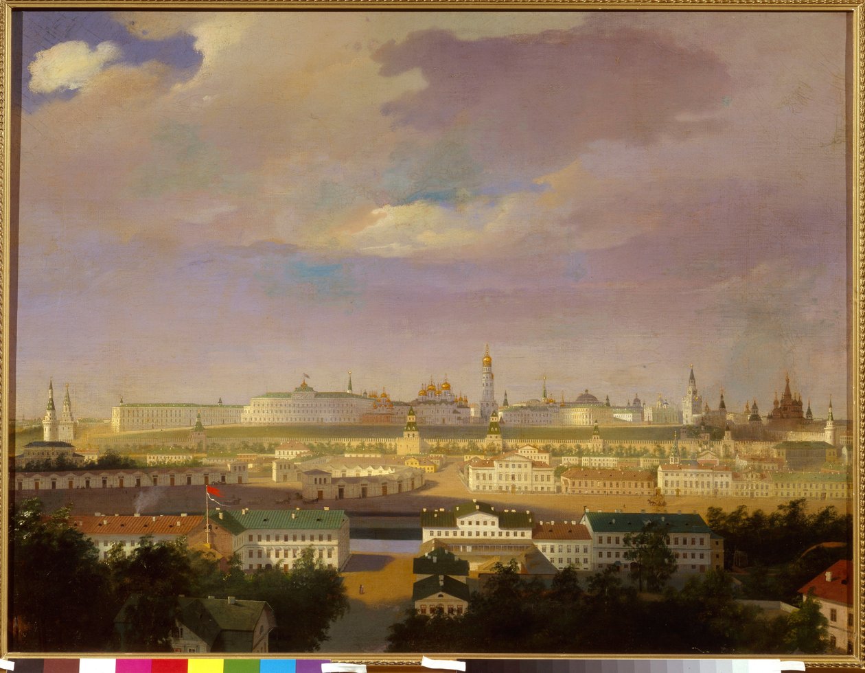 Utsikt over Moskva Kreml fra Mars-plassen (Bolotnaya). Anonymt maleri, olje på lerret, midten av 1800-tallet. Russisk kunst, nyklassisisme. Statens historiske museum, Moskva. av School Russian