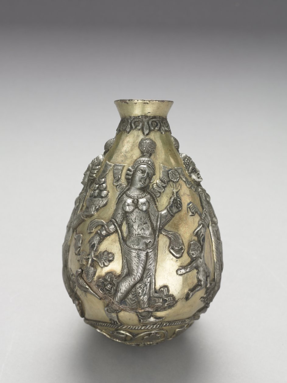 Anahita fartøy, 300-500 (støpt, hevet, repoussé, jaget og forgylt sølv) av School Sasanian