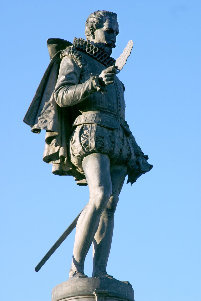 Statue av Miguel de Cervantes (1547-1616) (marmor) av School Spanish