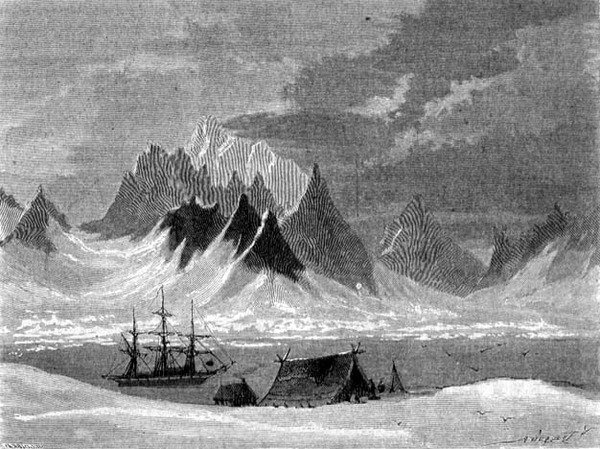 Utsikt på Spitsbergen, Svalbard skjærgård, illustrasjon fra 