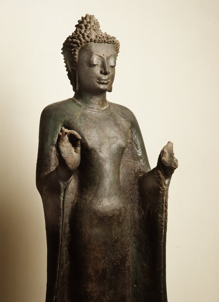Buddha som stiger ned fra Tvatissima-himmelen, Daravati-perioden (brons) av School Thai