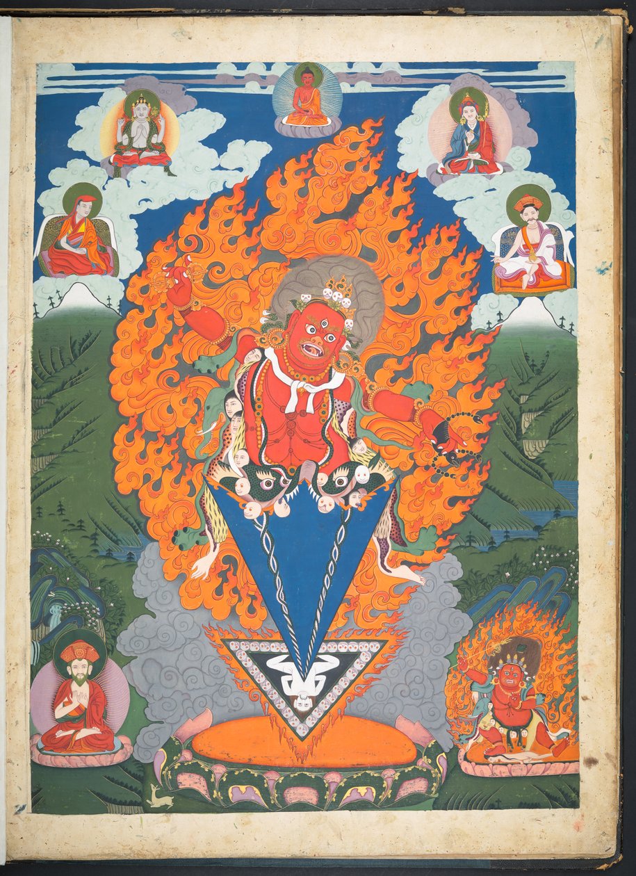 Legge til. Eller. 3052 En av 12 tegninger som viser tibetanske guder av en tibetansk kunstner, sannsynligvis i Lhasa, ca. 1800 (gouache på papir) av School Tibetan