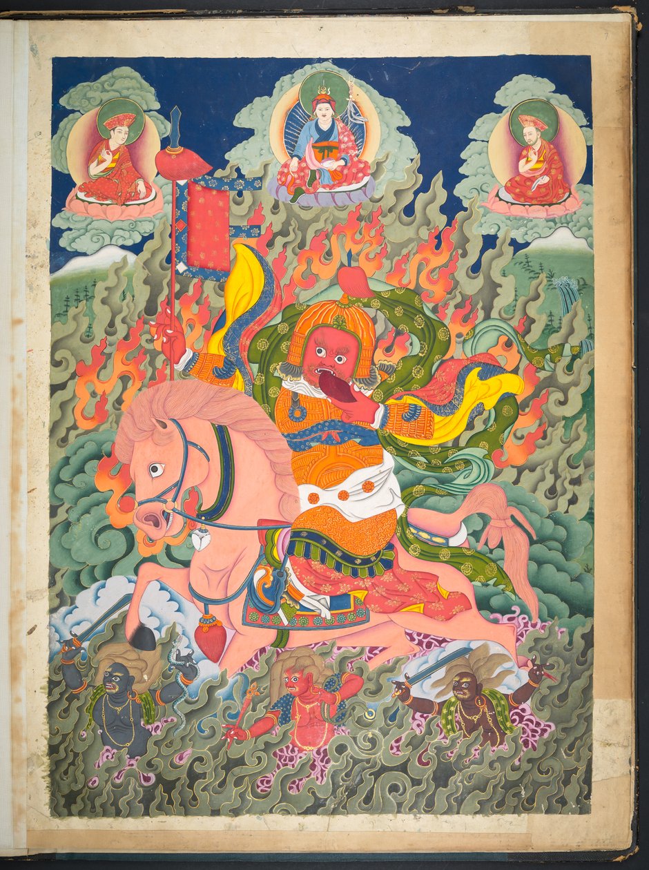 Legge til. Eller. 3053    En av 12 tegninger som viser tibetanske guder av en tibetansk kunstner, sannsynligvis i Lhasa, ca. 1800    (gouache på papir) av School Tibetan