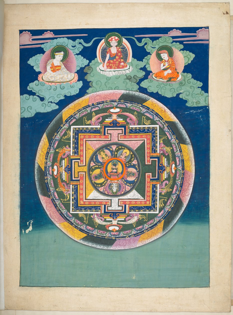 Legge til. Eller. 3055  En av 12 tegninger som viser tibetanske guder av en tibetansk kunstner, sannsynligvis i Lhasa, ca. 1800    (gouache på papir) av School Tibetan