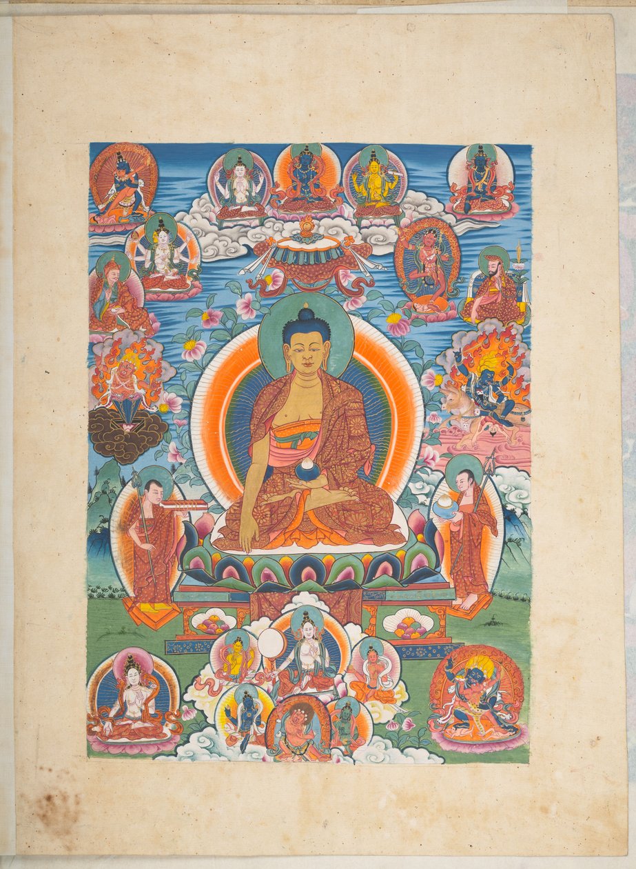 Legge til. Eller. 3057  En av 12 tegninger som viser tibetanske guder av en tibetansk kunstner, sannsynligvis i Lhasa, ca. 1800    (gouache på papir) av School Tibetan