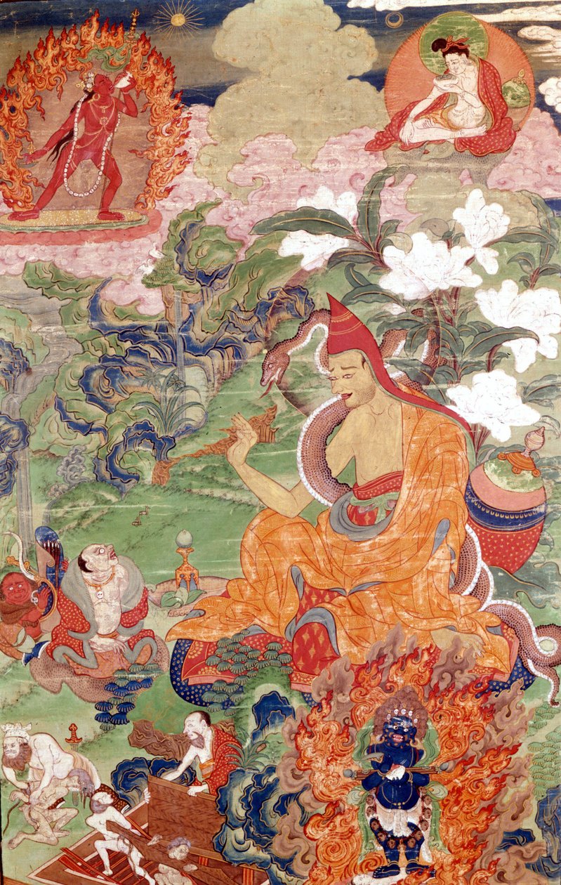 Magikeren Abhayakava fra Bengal, Tibetan Thai-Ka, Musée Guimet, Paris av School Tibetan