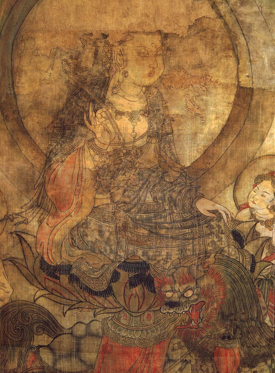 Tibetansk kultur: Manjushri (manjusri). Blekk på silke, størrelse: 96x60 av School Tibetan