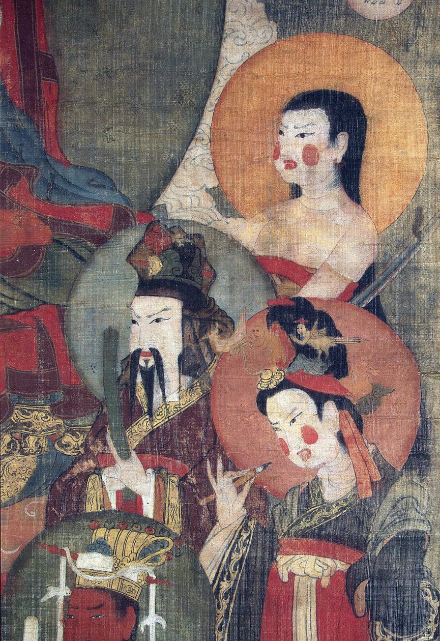 Tibetansk kultur: Tejaprabha Buddha omgitt av planetguder. Tempera på silke, størrelse: 104x67, tidlig på 1100-tallet, State Hermitage, St. Petersburg av School Tibetan