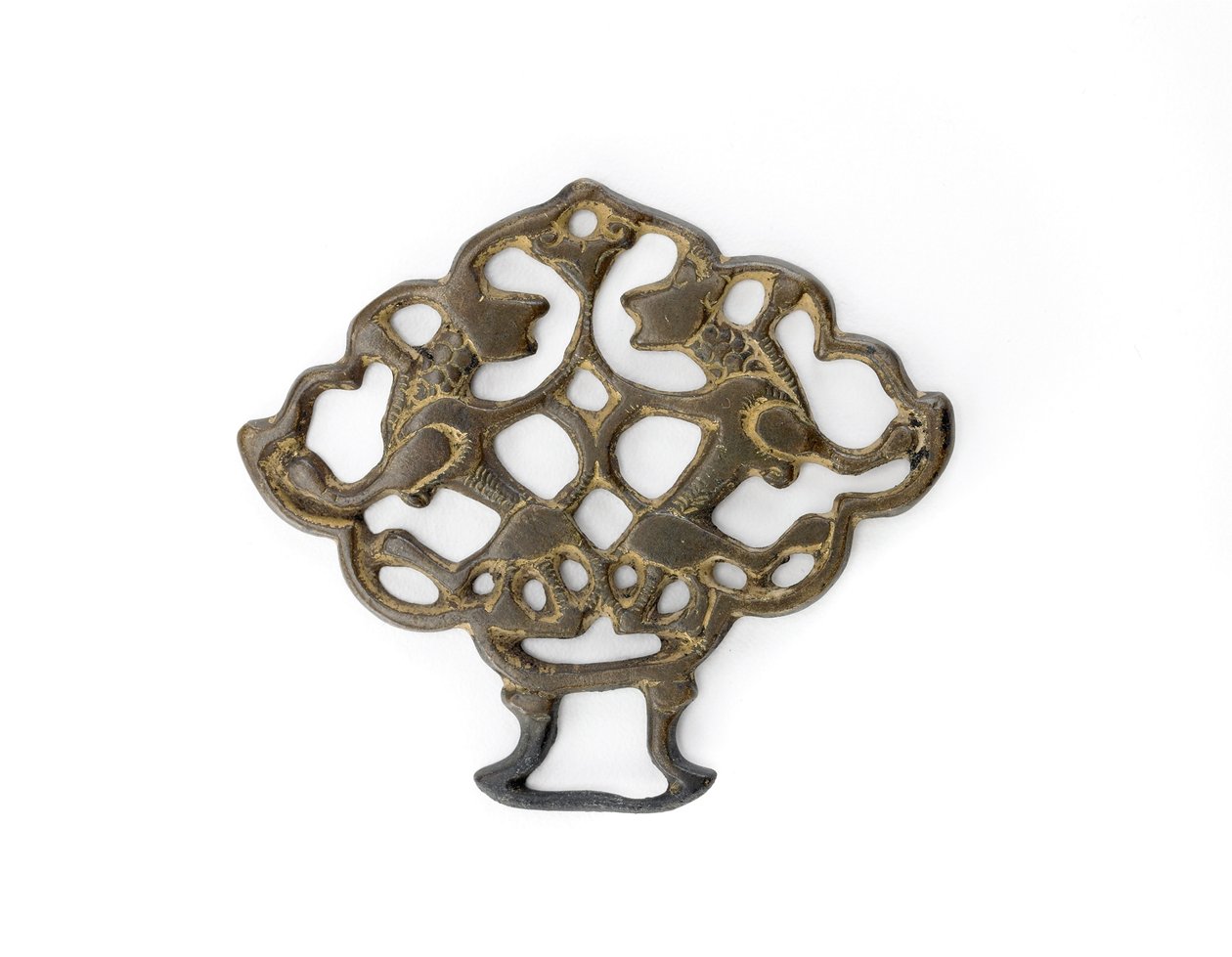 Ornament med et par løver, Seljud-dynastiet, muligens 1200-tallet (bronse med spor av forgylling) av School Turkish