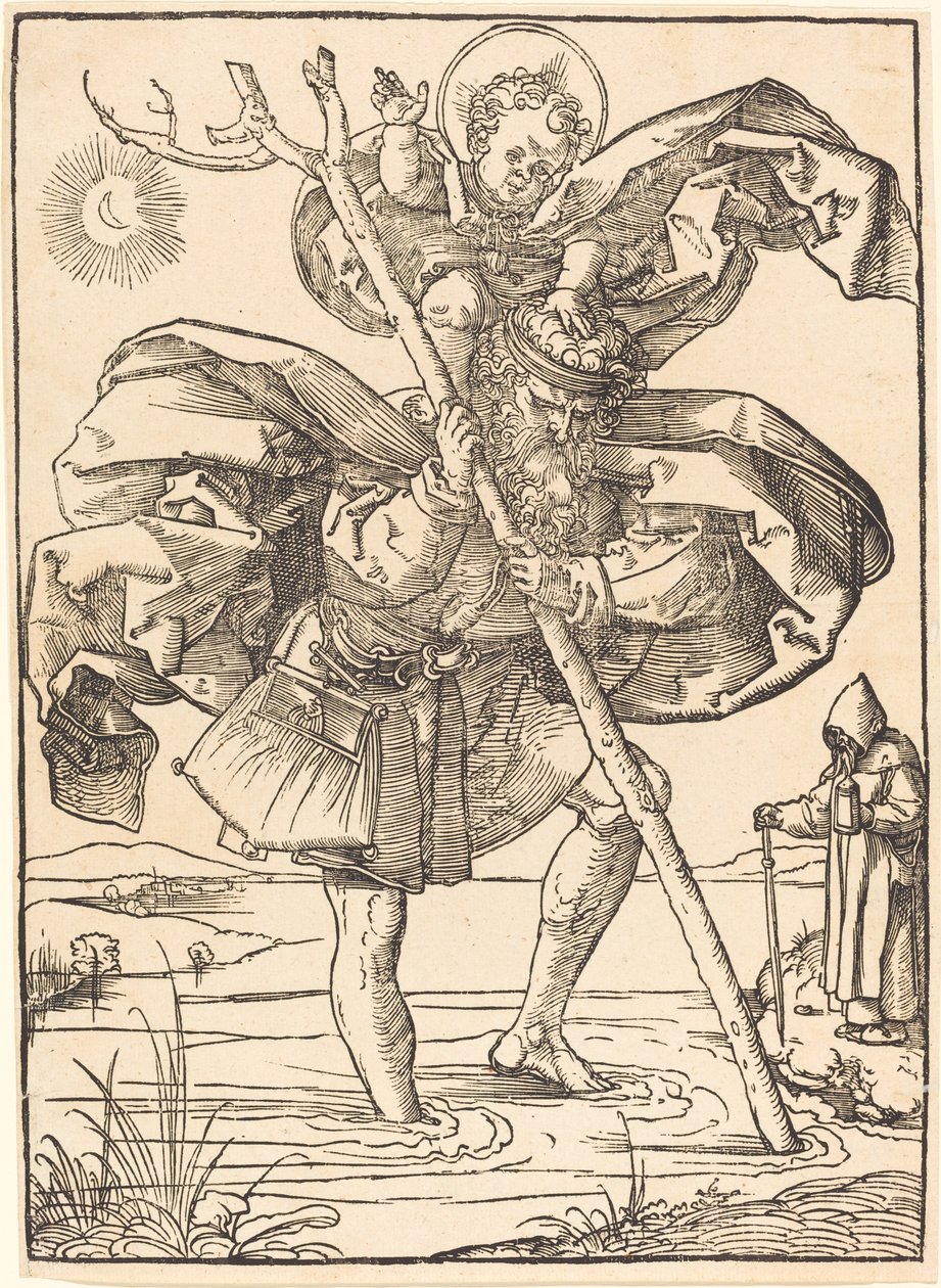 Den hellige Christopher av School of Albrecht Dürer