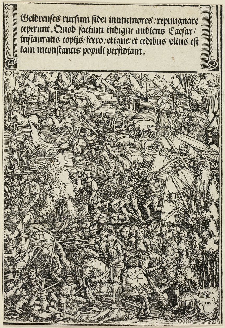 Den andre krigen i Gueldres, fra The Triumphal Arch of Maximilian I av School of Albrecht Dürer