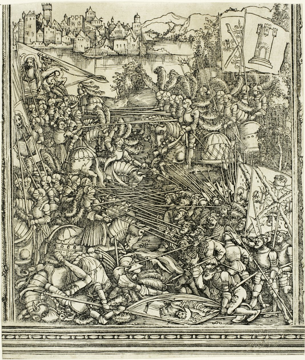 Krigen med Venezia, fra The Triumphal Arch of Maximilian I av School of Albrecht Dürer