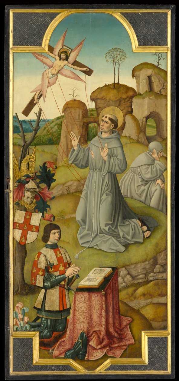 St. Francis mottar Stigmata; (verso) Kristus i Getsemane hage, cirka 1470 (olje på panel) av School of Amiens