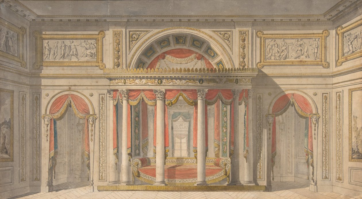 Design for et soverom, 1785-1838. av School of Charles Percier