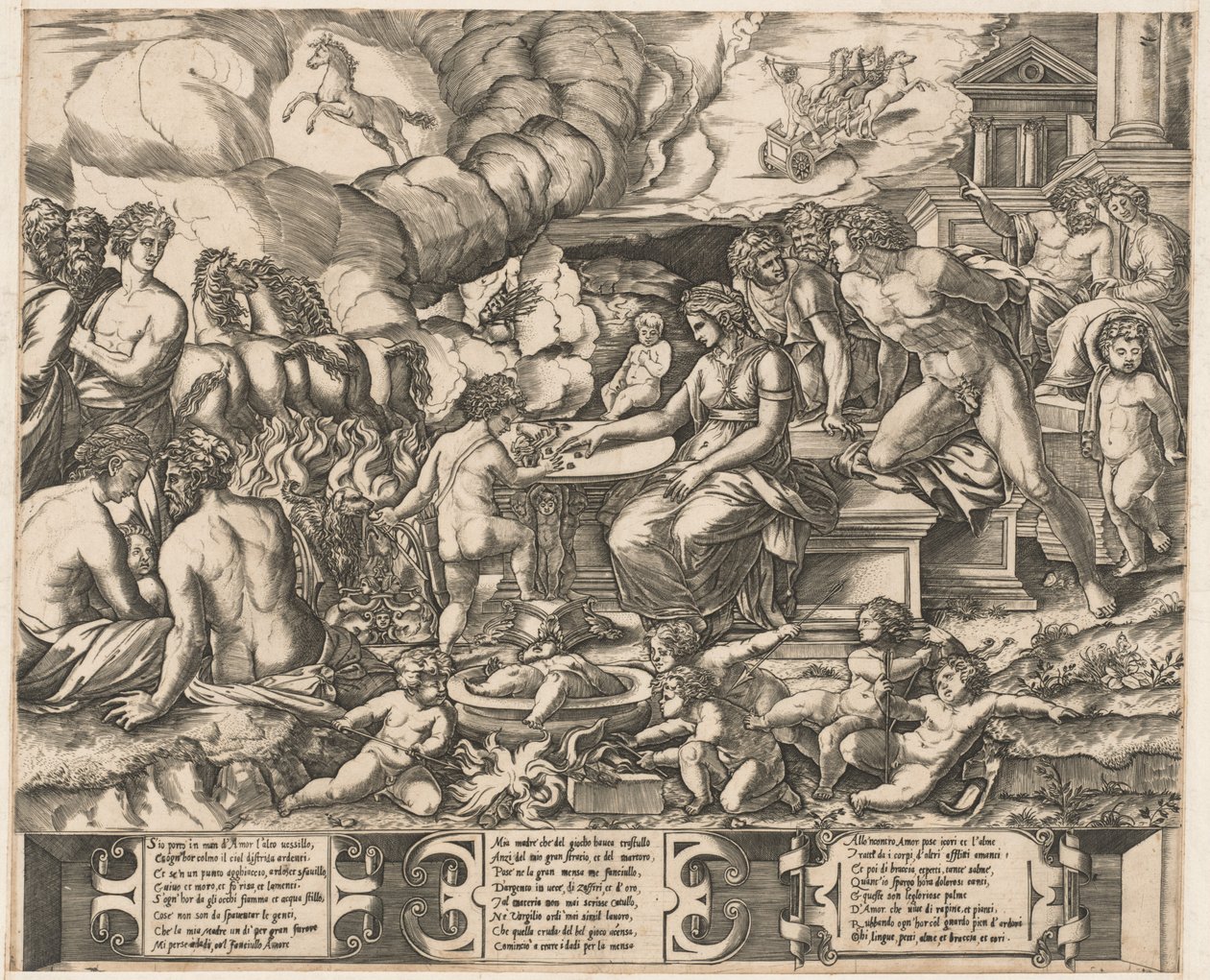 Allegori om kjærlighet av School of Marcantonio Raimondi, after Baccio Bandinelli