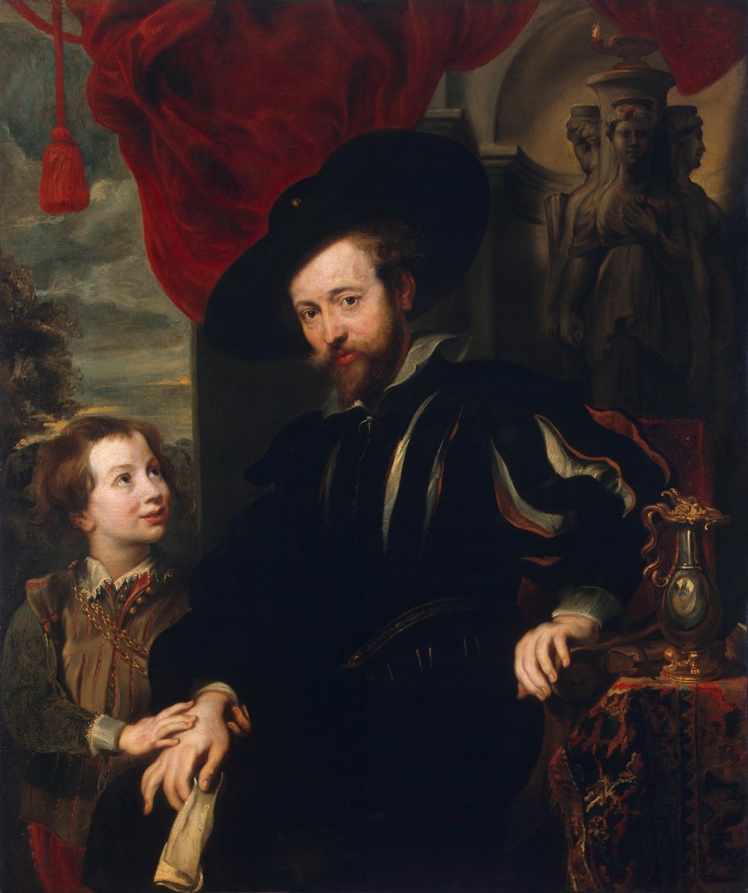 Portrett av Rubens med sønnen Albert (kopi fra den tapte originalen på slutten av 1610-tallet) av School of Peter Paul Rubens