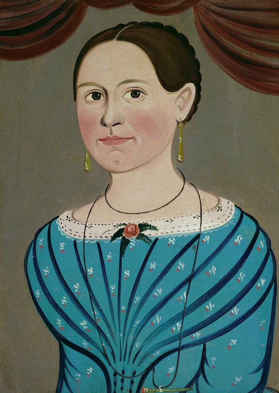 Kvinne i blå kjole, ca. 1840. av School of William Matthew Prior