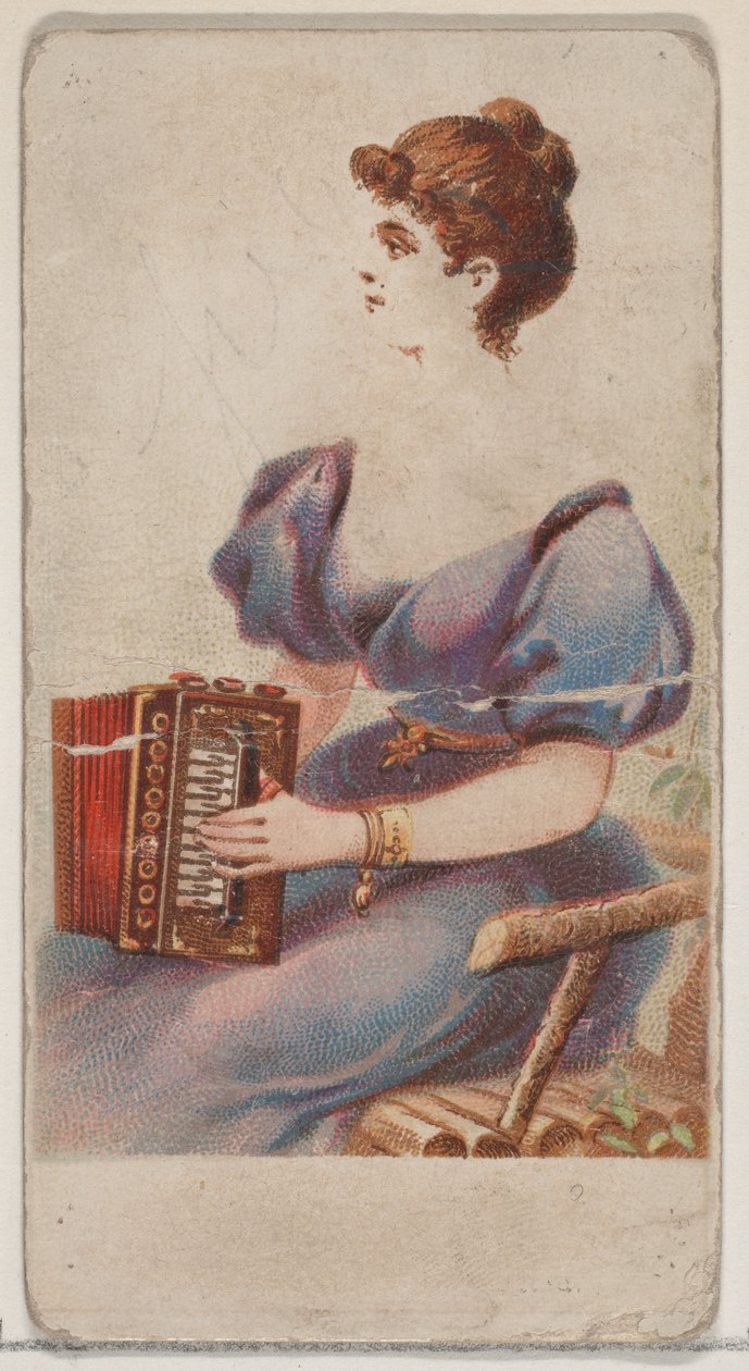 Trekkspill, fra Musical Instruments-serien N82 for Duke-sigaretter, 1888., 1888. av Schumacher and Ettlinger