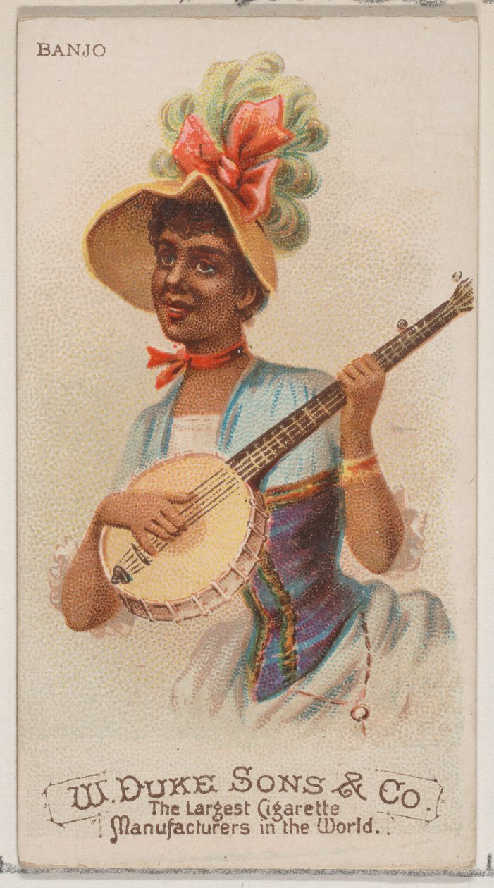 Banjo, fra Musical Instruments-serien N82 for Duke-sigaretter, 1888., 1888. av Schumacher and Ettlinger