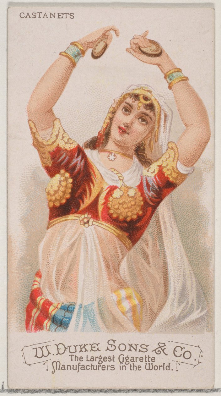 Castanets, fra Musical Instruments-serien N82 for Duke-sigaretter, 1888., 1888. av Schumacher and Ettlinger
