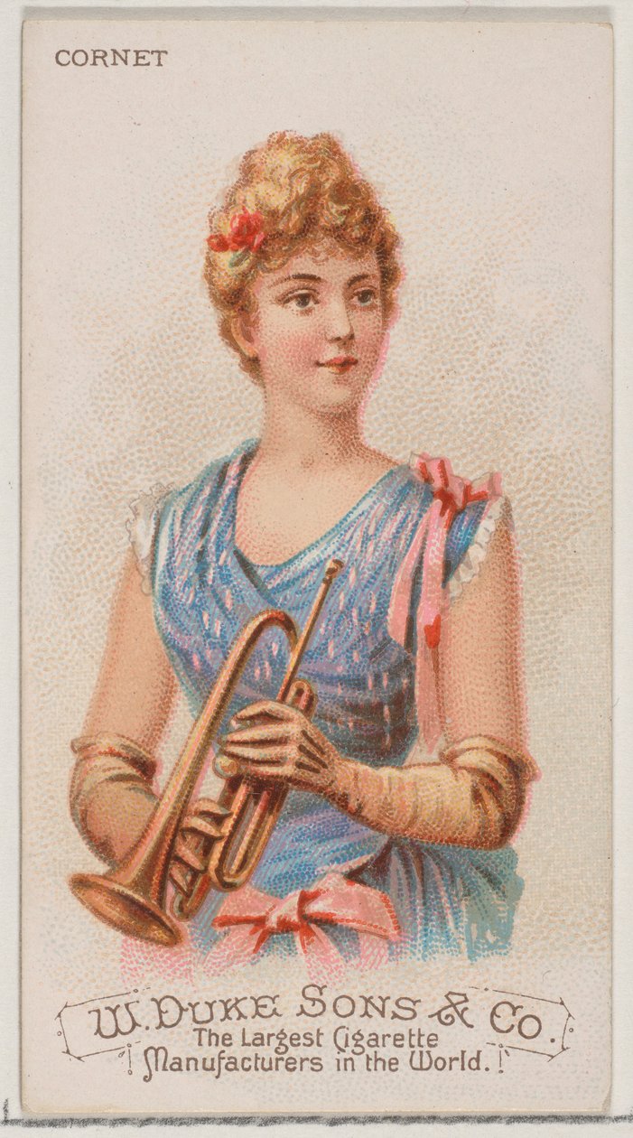 Kornett, fra Musical Instruments-serien N82 for Duke-sigaretter, 1888., 1888. av Schumacher and Ettlinger