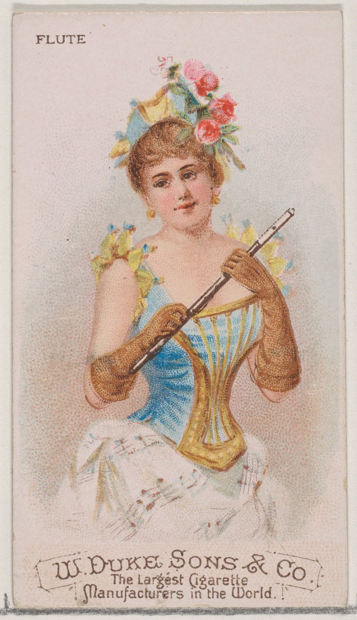Fløyte, fra Musical Instruments-serien N82 for Duke-sigaretter, 1888., 1888. av Schumacher and Ettlinger