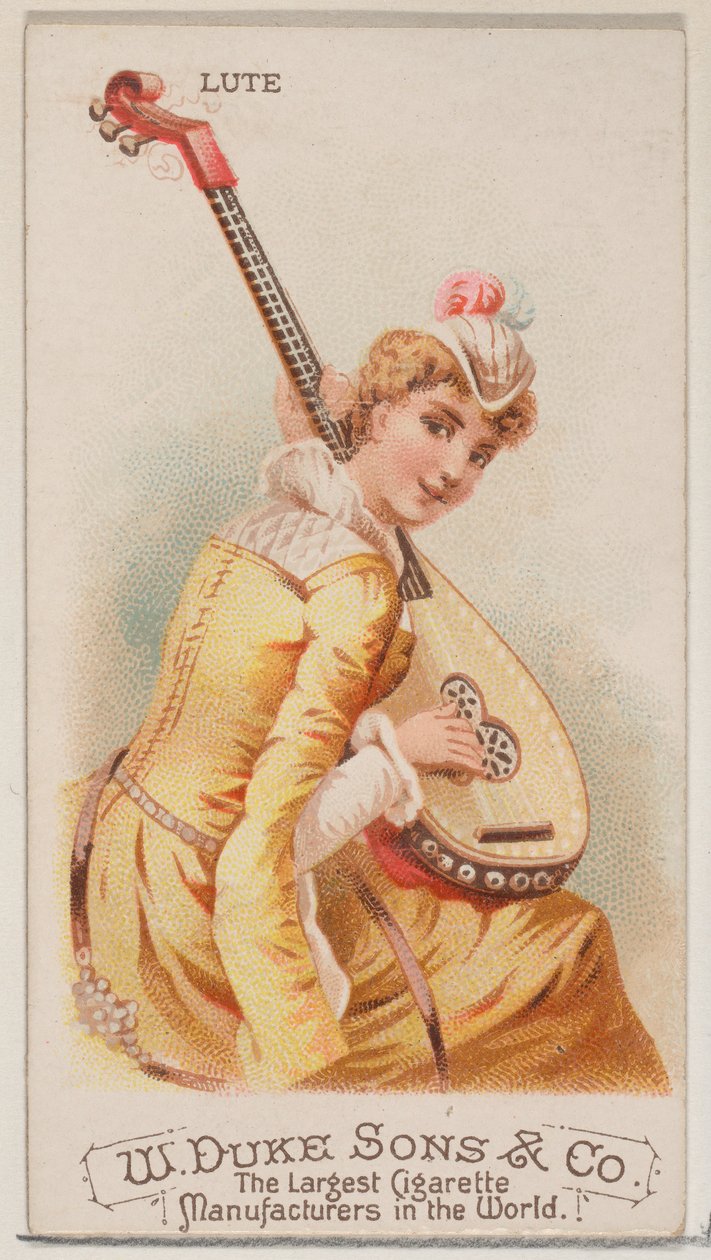 Lute, fra Musical Instruments-serien N82 for Duke-sigaretter, 1888., 1888. av Schumacher and Ettlinger
