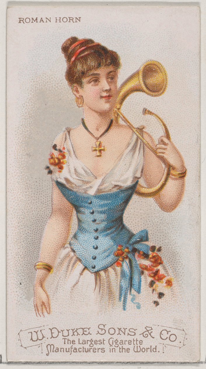 Roman Horn, fra Musical Instruments-serien N82 for Duke-sigaretter, 1888., 1888. av Schumacher and Ettlinger