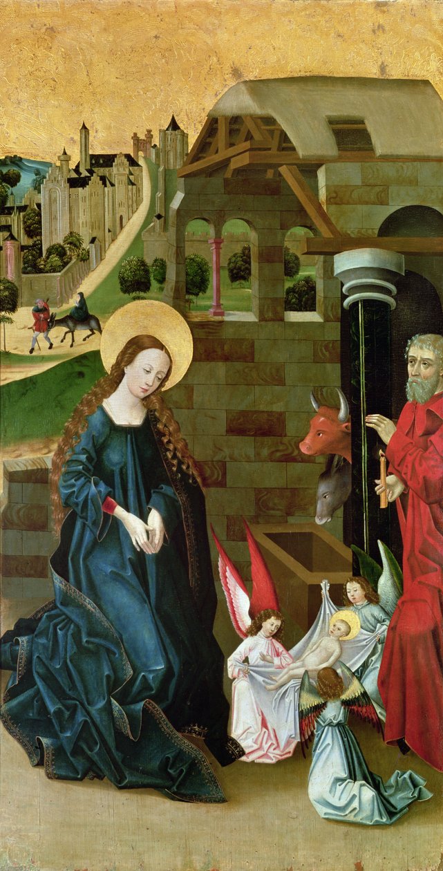 Tilbedelse av Jesusbarnet (sidepanelet til en triptyk) av Schwabian School