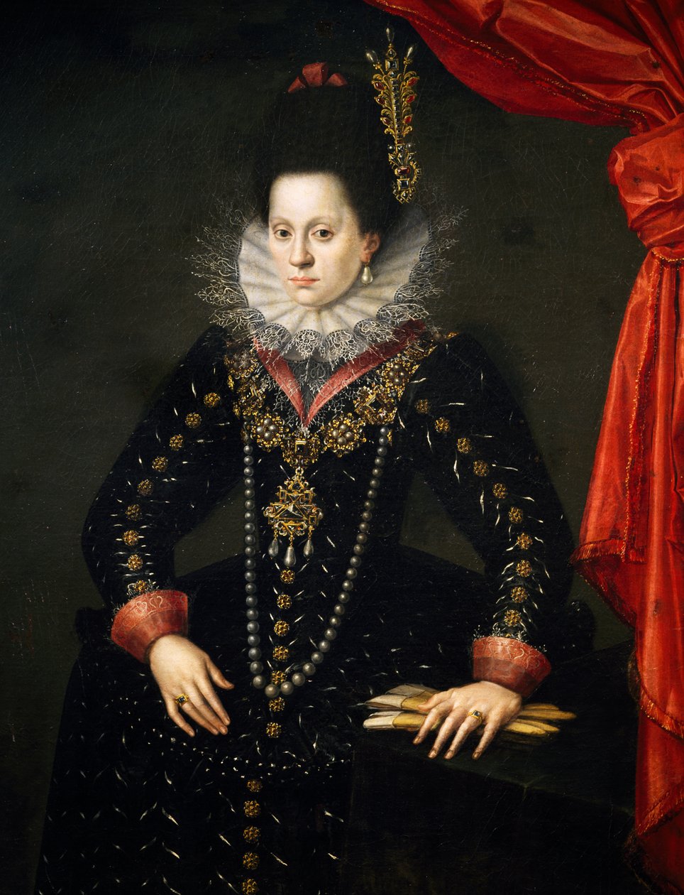 Portrett av Elisabeth av Lorraine, hertuginnekonsort av Bayern av Scipione (1550 98) Pulzone