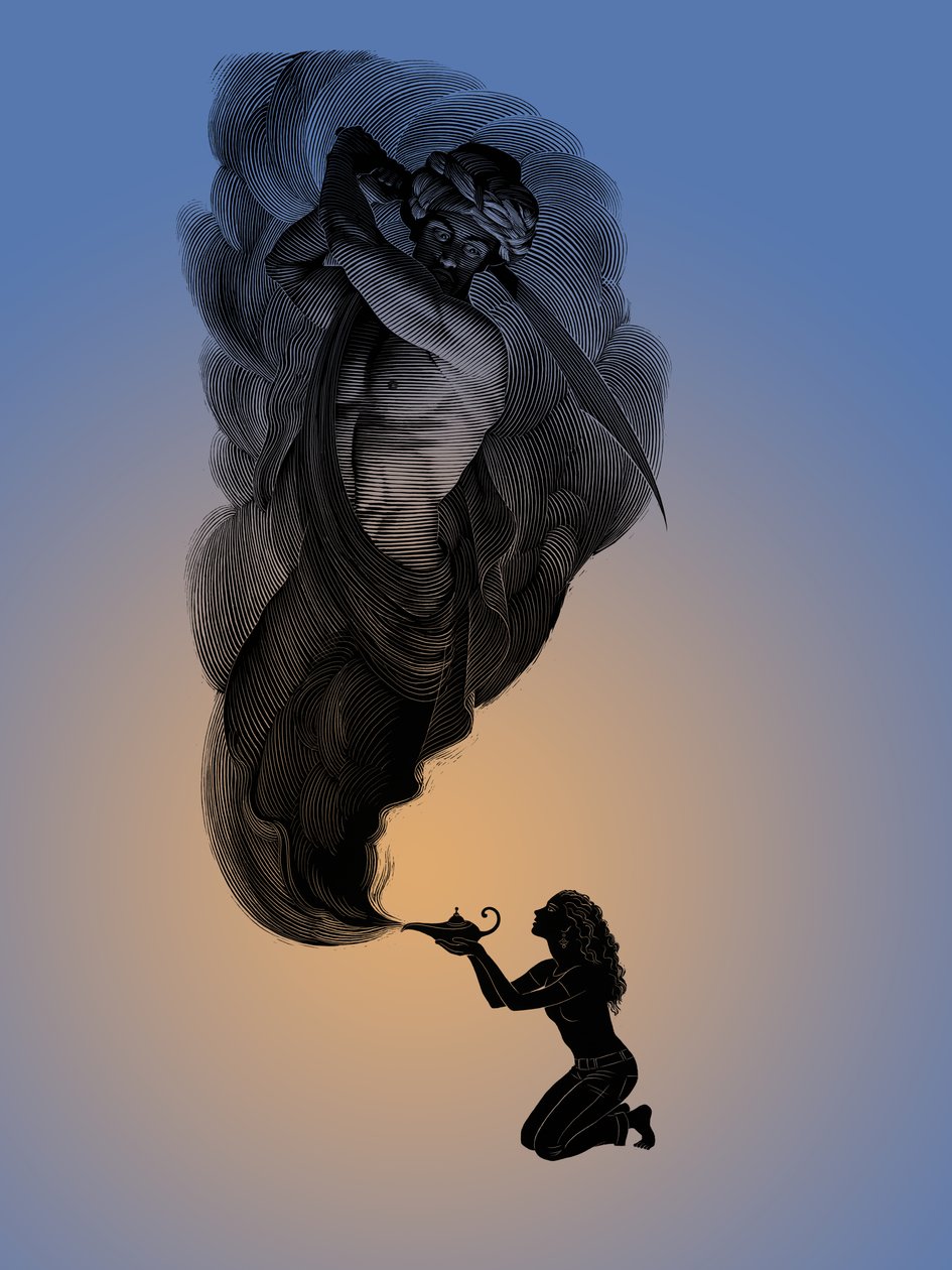 1001, 2006 (skrapebrett, digitalt fargelagt) av Scott McKowen