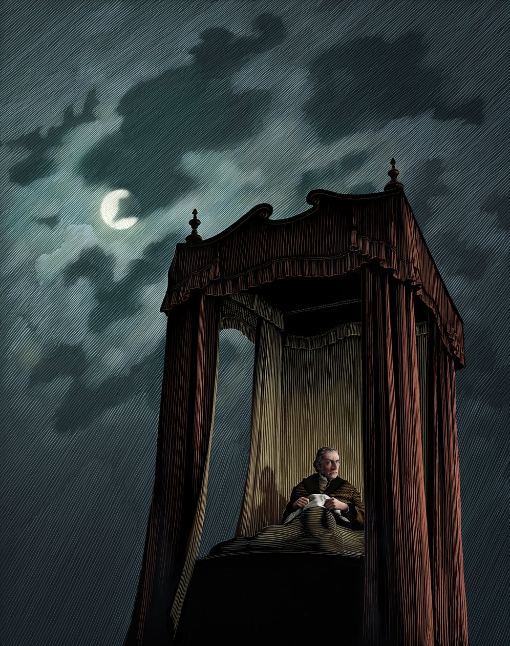 En julehistorie, 2009 (skrapebrett, fargelagt digitalt) av Scott McKowen