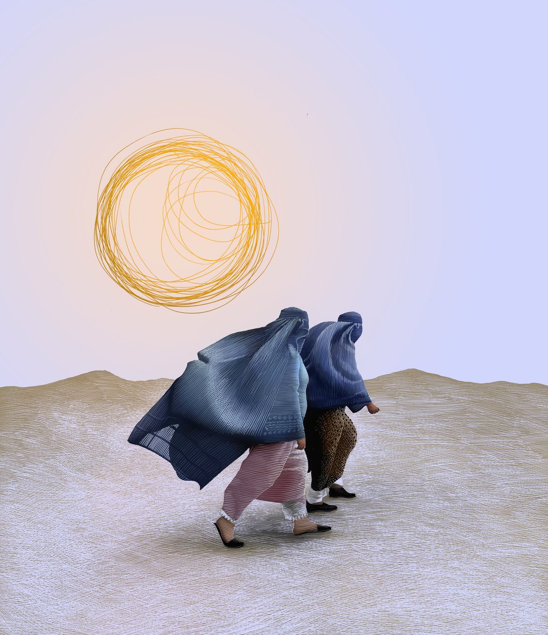Tusen forspilte soler, 2018 (skrapebrett, fargelagt digitalt) av Scott McKowen