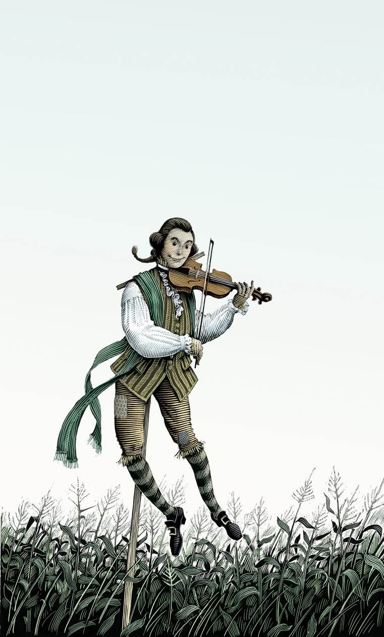 Barokkfiolinfugleskremsel, 2006 (skrapebrett, digitalt fargelagt) av Scott McKowen