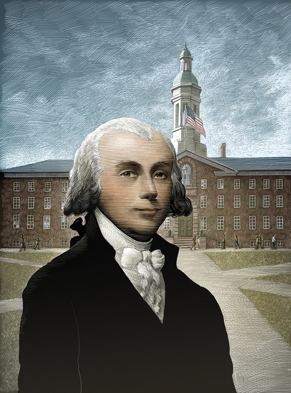 James Madison, 2008 (skrapebrett, digitalt fargelagt) av Scott McKowen