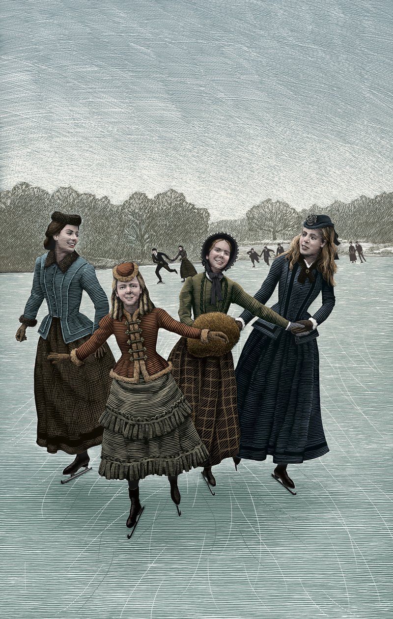 Små kvinner, 2004 (skrapebrett, digitalt fargelagt) av Scott McKowen