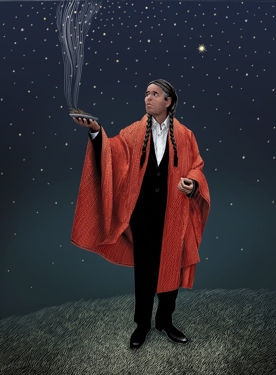 Melchior, 2022 (skrapebrett, digitalt fargelagt) av Scott McKowen