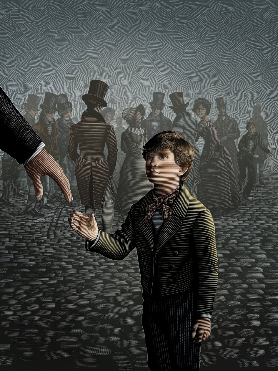 Oliver Twist, 2008 (skrapebrett, digitalt fargelagt) av Scott McKowen