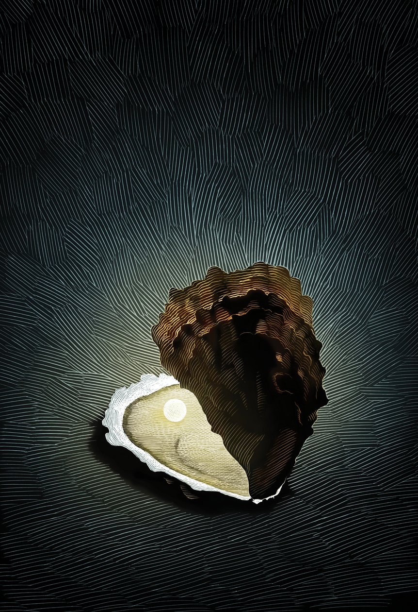 Pearl Oyster, 2008 (skrapebrett, digitalt fargelagt) av Scott McKowen