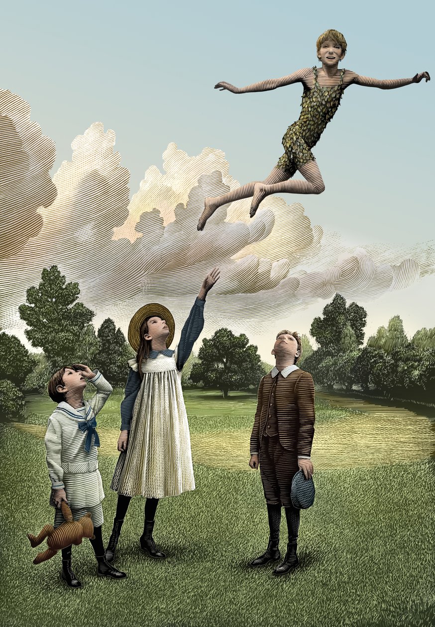 Peter Pan, 2008 (skrapebrett, digitalt fargelagt) av Scott McKowen