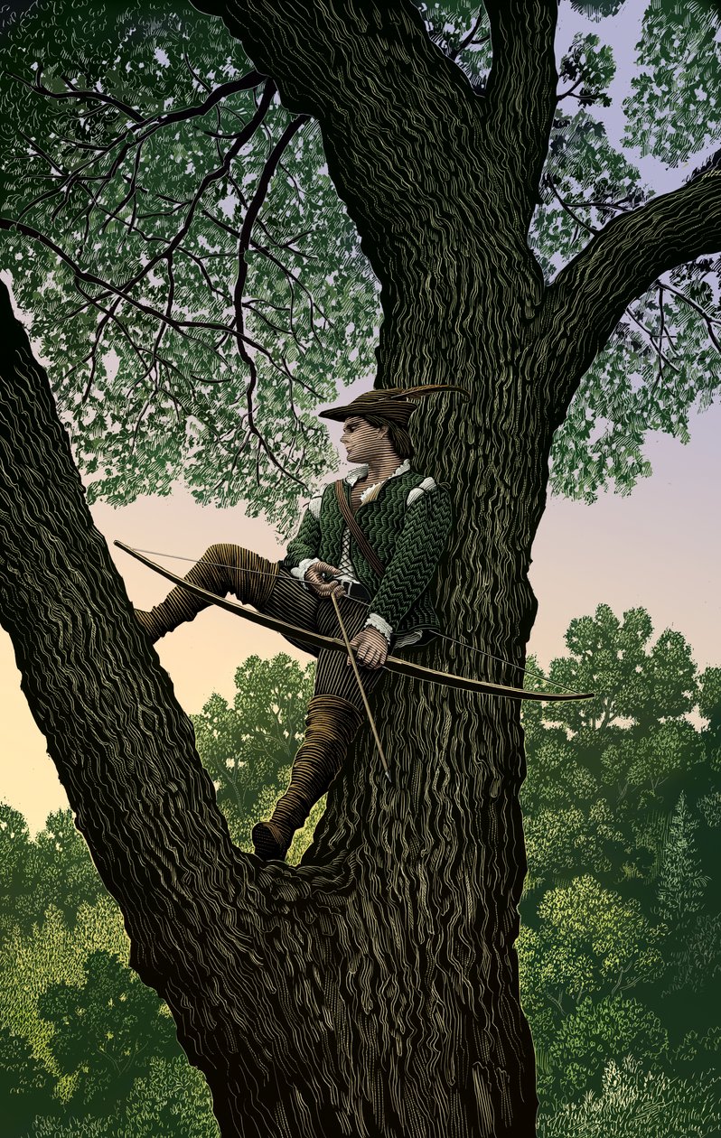 Robin Hood, 2004 (skrapebrett, fargelagt digitalt) av Scott McKowen