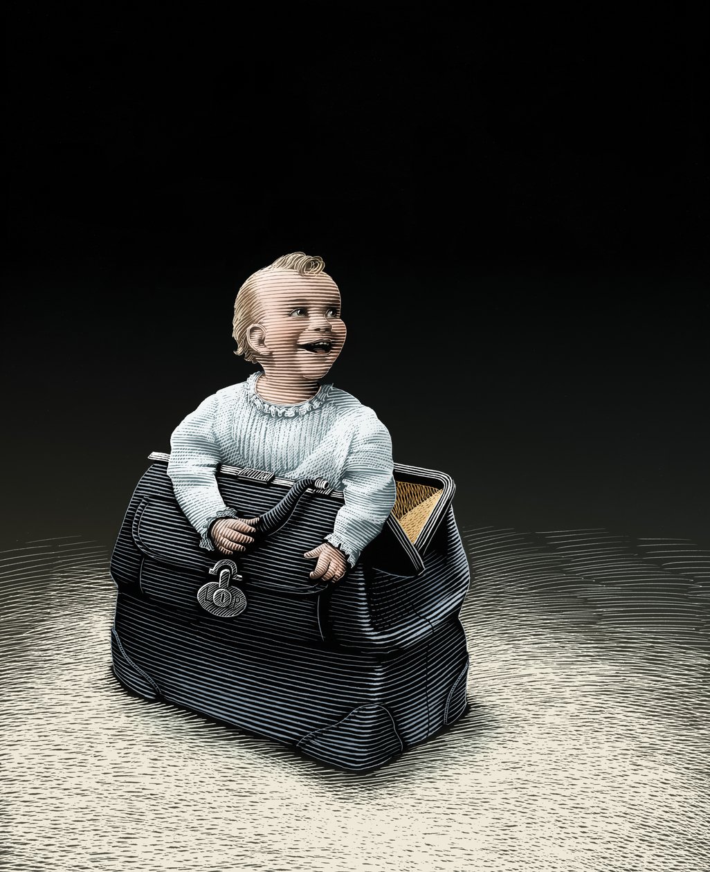 Viktigheten av å være seriøs, 2008 (skrapebrett, fargelagt digitalt) av Scott McKowen