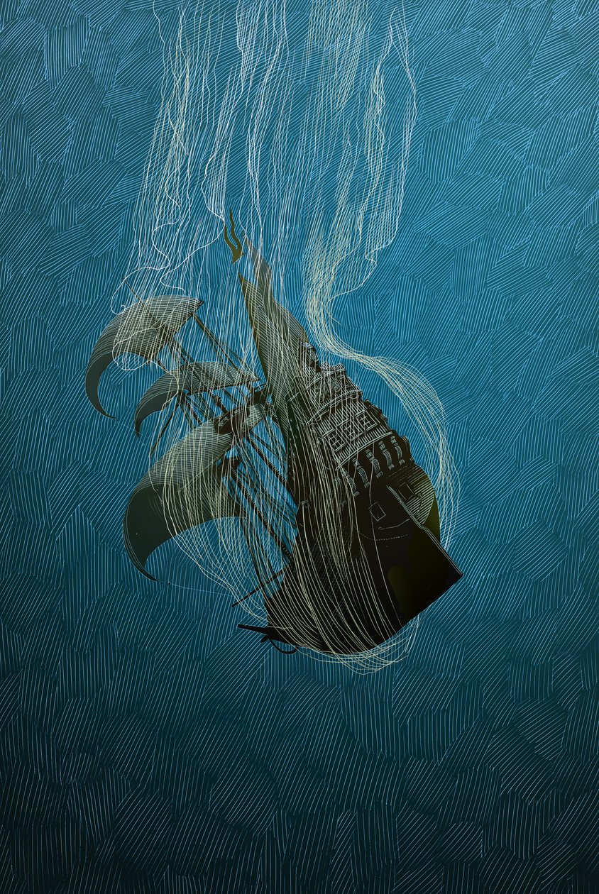 Stormen, 2014 (skrapebrett, digitalt fargelagt) av Scott McKowen