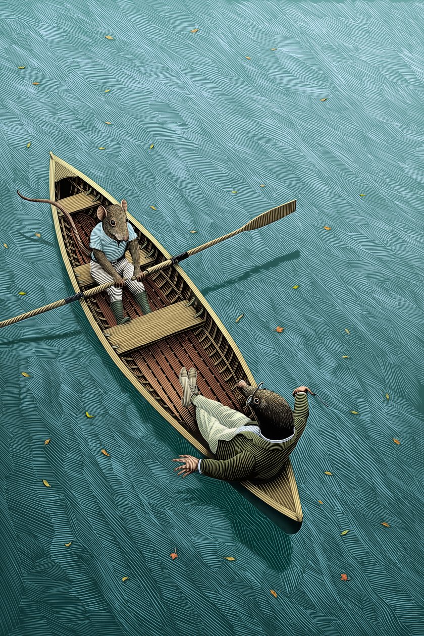 Vinden i piletreet, 2005 (skrapebrett, digitalt fargelagt) av Scott McKowen