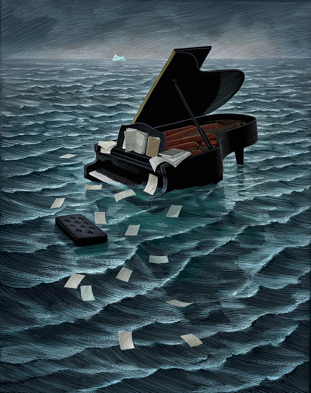 Titanic, 2020 (skrapebrett, fargelagt digitalt) av Scott McKowen