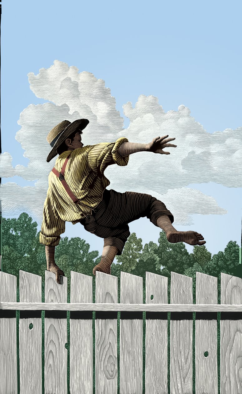 Tom Sawyer, 2004 (skrapebrett, digitalt fargelagt) av Scott McKowen
