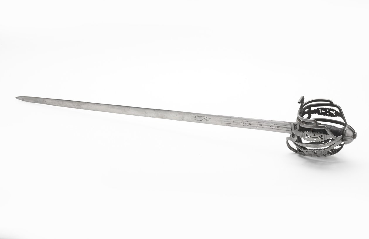 Bredt sverd med kurvbeslag, ca. 1745 (stål) av Scottish School