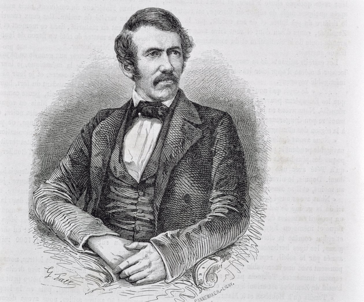 David Livingstone (1813-1873) gravert av S. Pannemaker av Scottish School