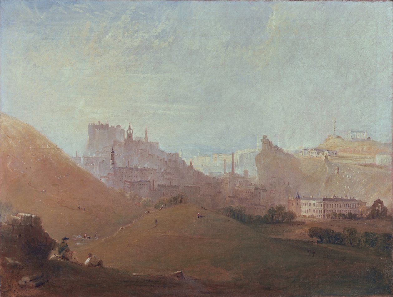 Edinburgh, fra St. Anthonys Chapel, Arthurs Seat, ca. 1830-36 av Scottish School