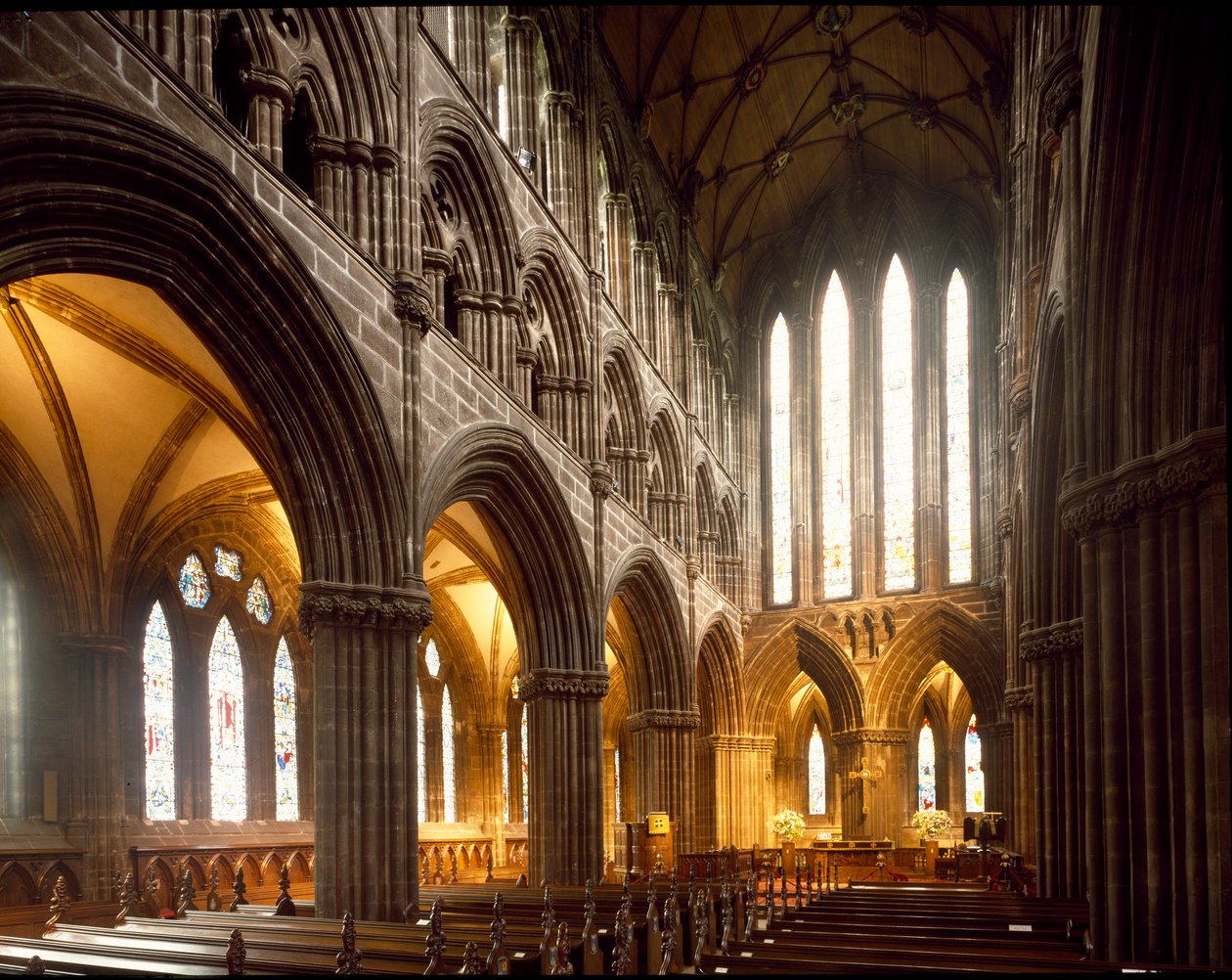 Gotisk kunst: utsikt over det indre av Glasgow katedral. 1100-tallet. Skottland av Scottish School